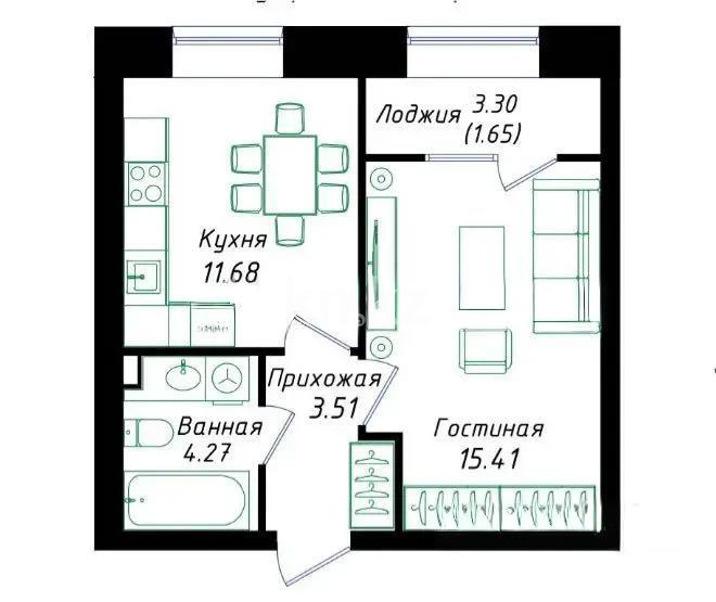 Продажа 1-комнатной квартиры, 36.51 м² в Астане