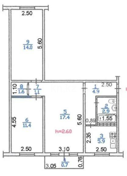 Продажа 3-комнатной квартиры, 59.9 м², ул. Сулейменова, дом  24 в Алматы - фото 5