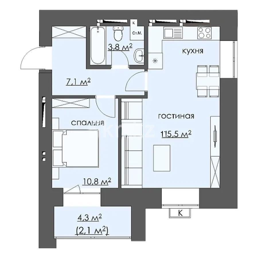Продажа 2-комнатной квартиры, 51 м², 067 учетный квартал в Караганде