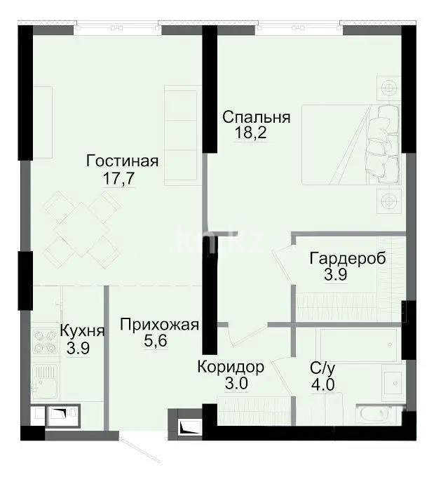 Продажа 2-комнатной квартиры, 58.3 м² в Алматы