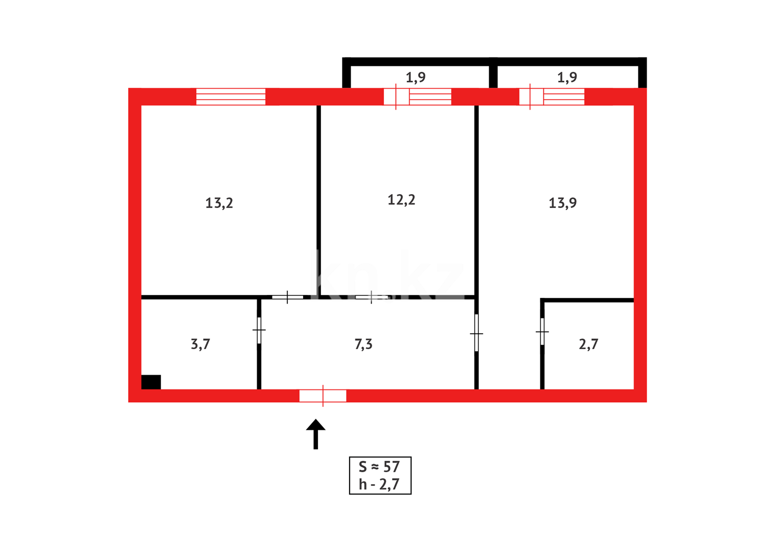 Продажа 2-комнатной квартиры, 56.8 м² в Астане - фото 14