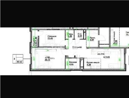 Продажа 3-комнатной квартиры, 82.62 м² в Алматы