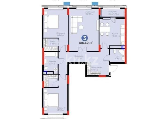 Продажа 3-комнатной квартиры, 106.7 м² в Астане