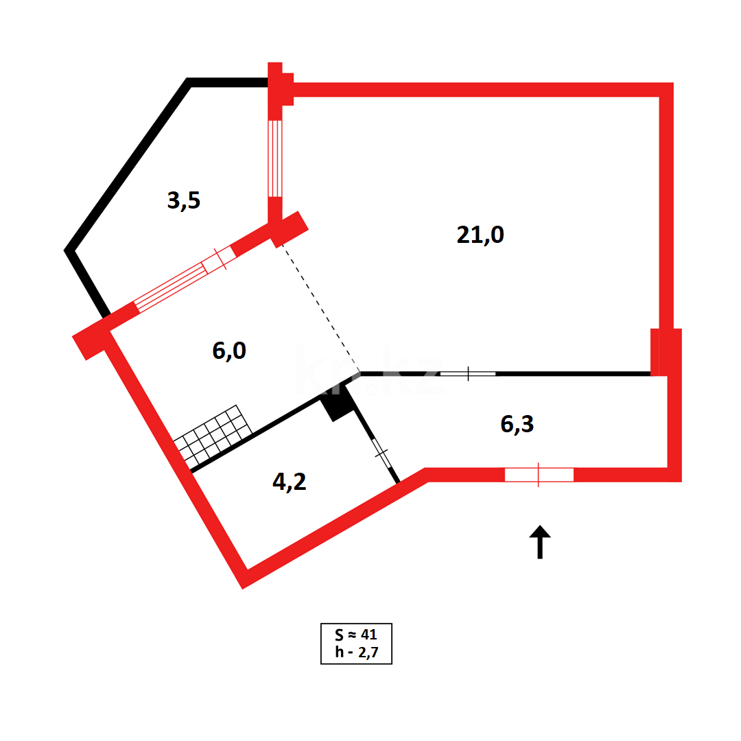 Продажа 1-комнатной квартиры, 41 м² в Караганде - фото 14