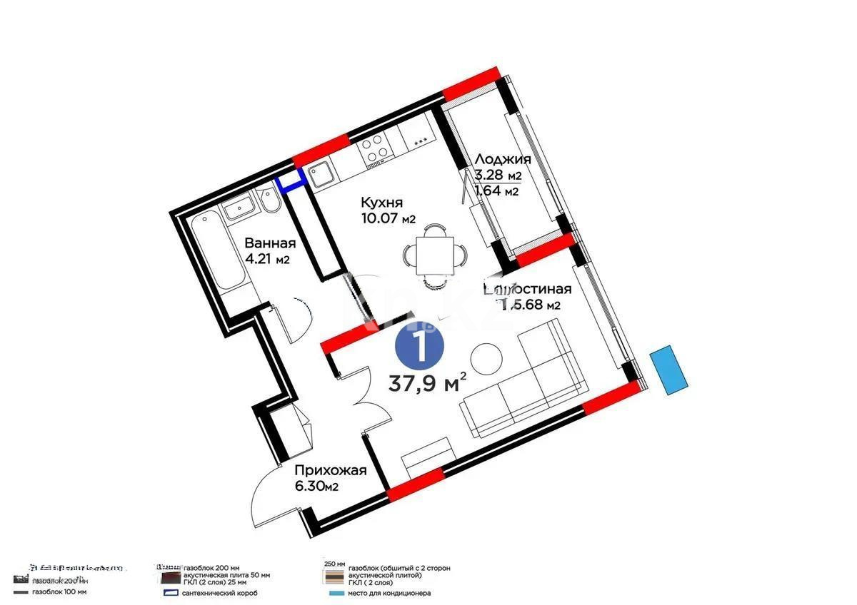 Продажа 1-комнатной квартиры, 38 м², ул. Бухар жырау, дом  33 в Астане
