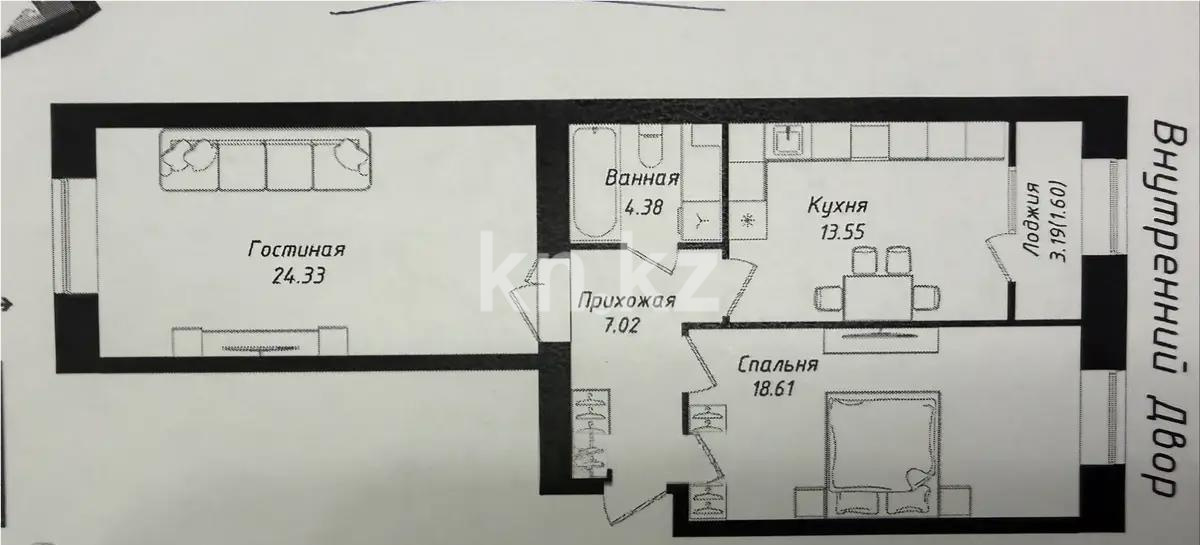 Продажа 2-комнатной квартиры, 70 м² в Астане