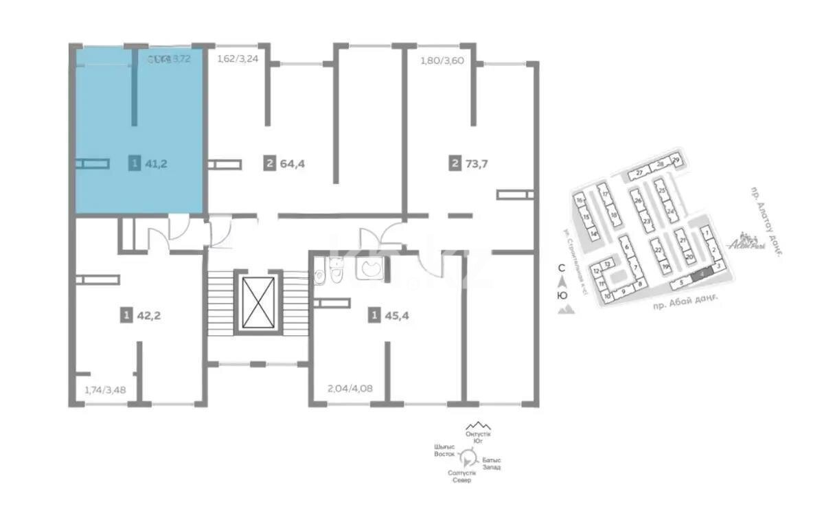 Продажа 1-комнатной квартиры, 41.2 м² в Алматы