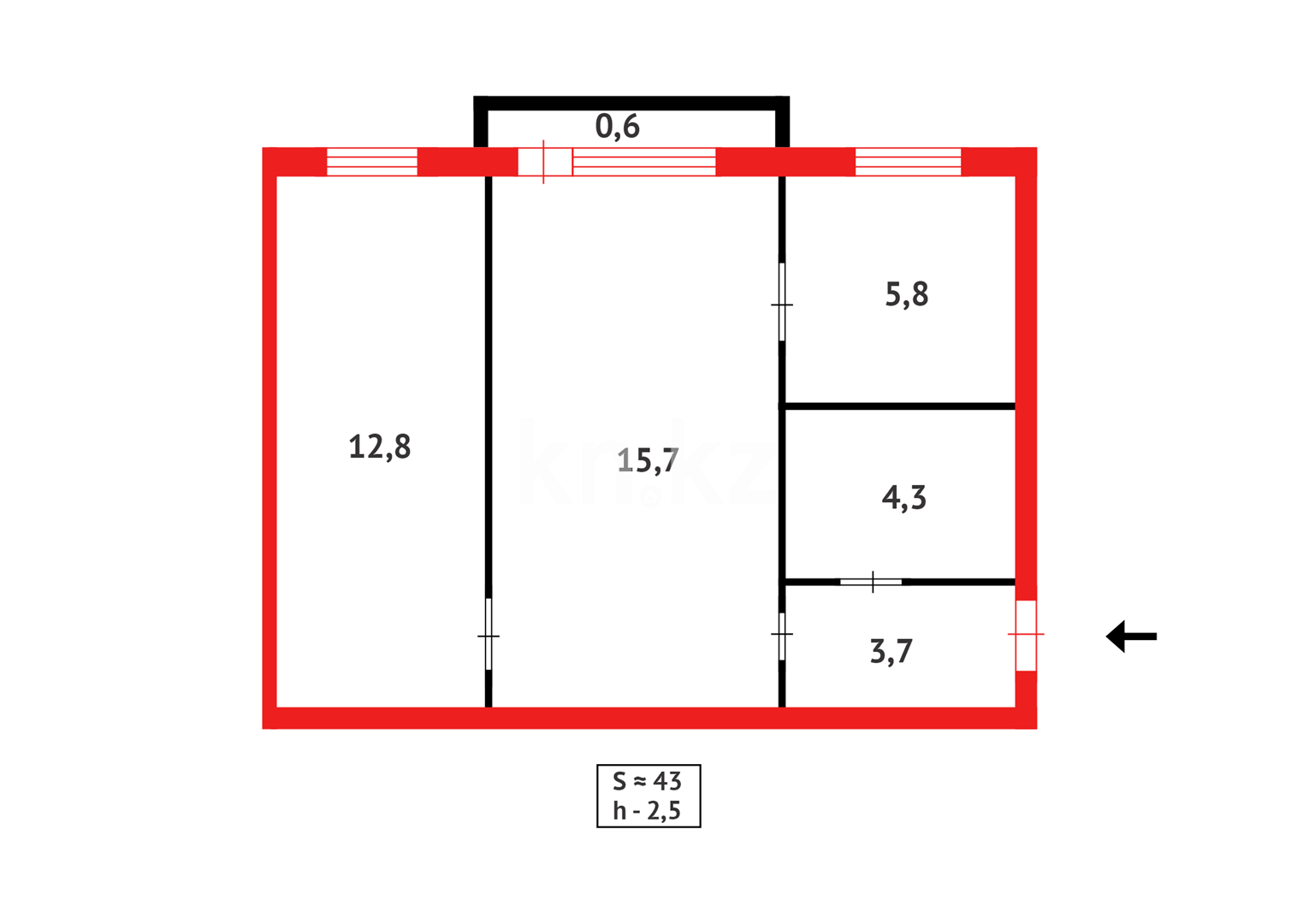 Продажа 2-комнатной квартиры, 42 м², мкр-н 12 в Караганде - фото 10