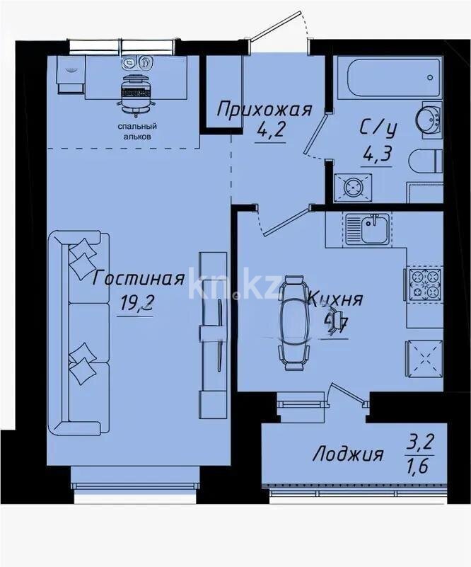 Продажа 1-комнатной квартиры, 39 м² в Астане