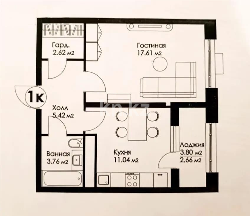 Продажа 1-комнатной квартиры, 43.1 м² в Астане - фото 6