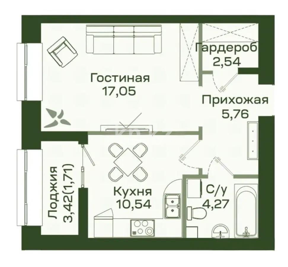 Продажа 1-комнатной квартиры, 42 м² в Астане