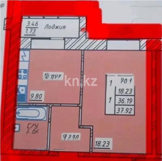 Продажа 1-комнатной квартиры, 38 м², ул. Тынышбайулы, дом  6 стр в Астане