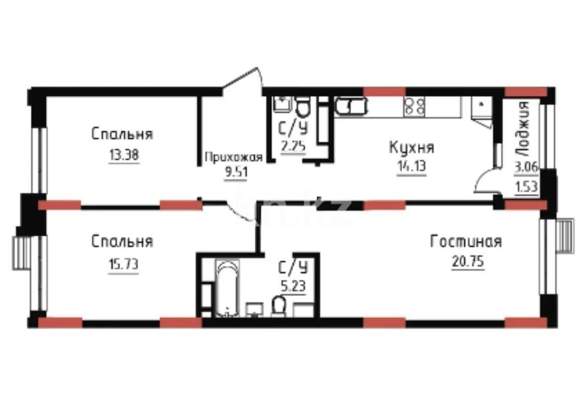 Продажа 3-комнатной квартиры, 82.6 м² в Астане - фото 3