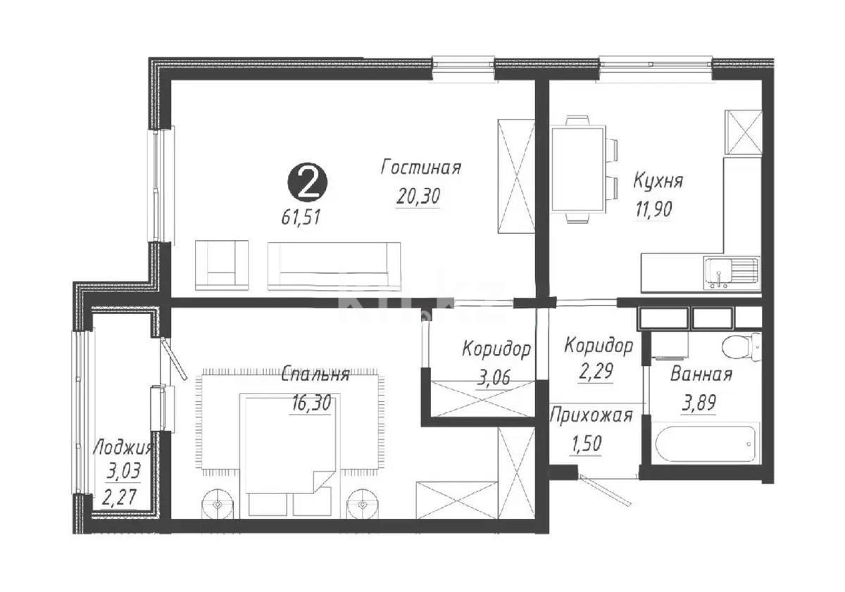 Продажа 2-комнатной квартиры, 61.2 м², пр. Туран, дом  55/11 в Астане - фото 6