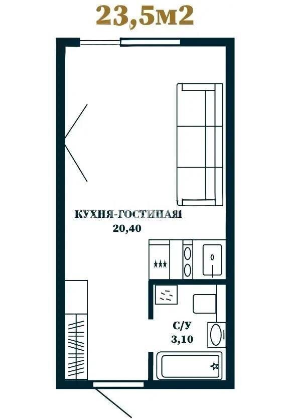 Продажа 1-комнатной квартиры, 23.5 м² в Астане