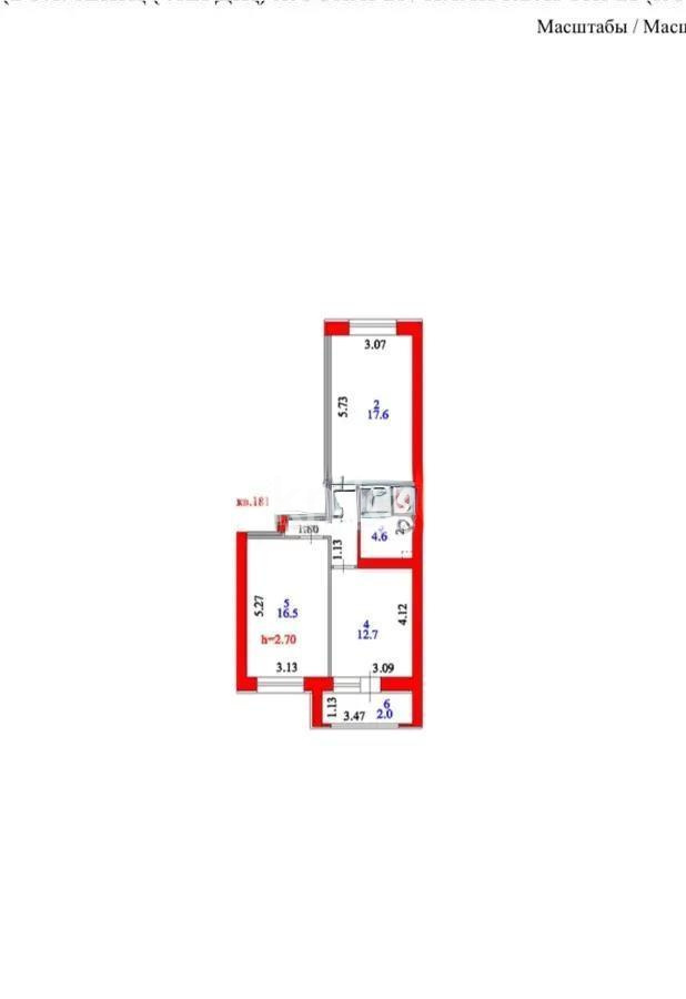 Продажа 2-комнатной квартиры, 59.2 м² в Астане