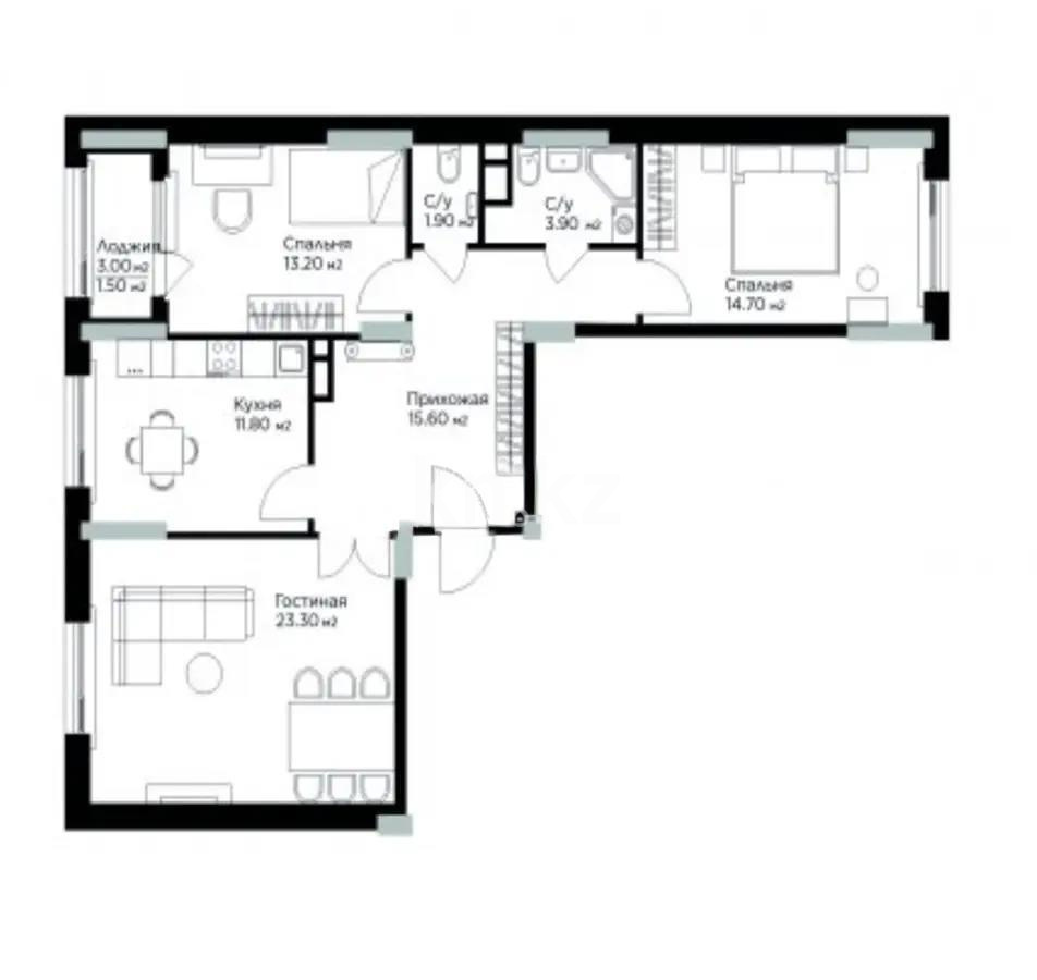 Продажа 3-комнатной квартиры, 87 м² в Астане