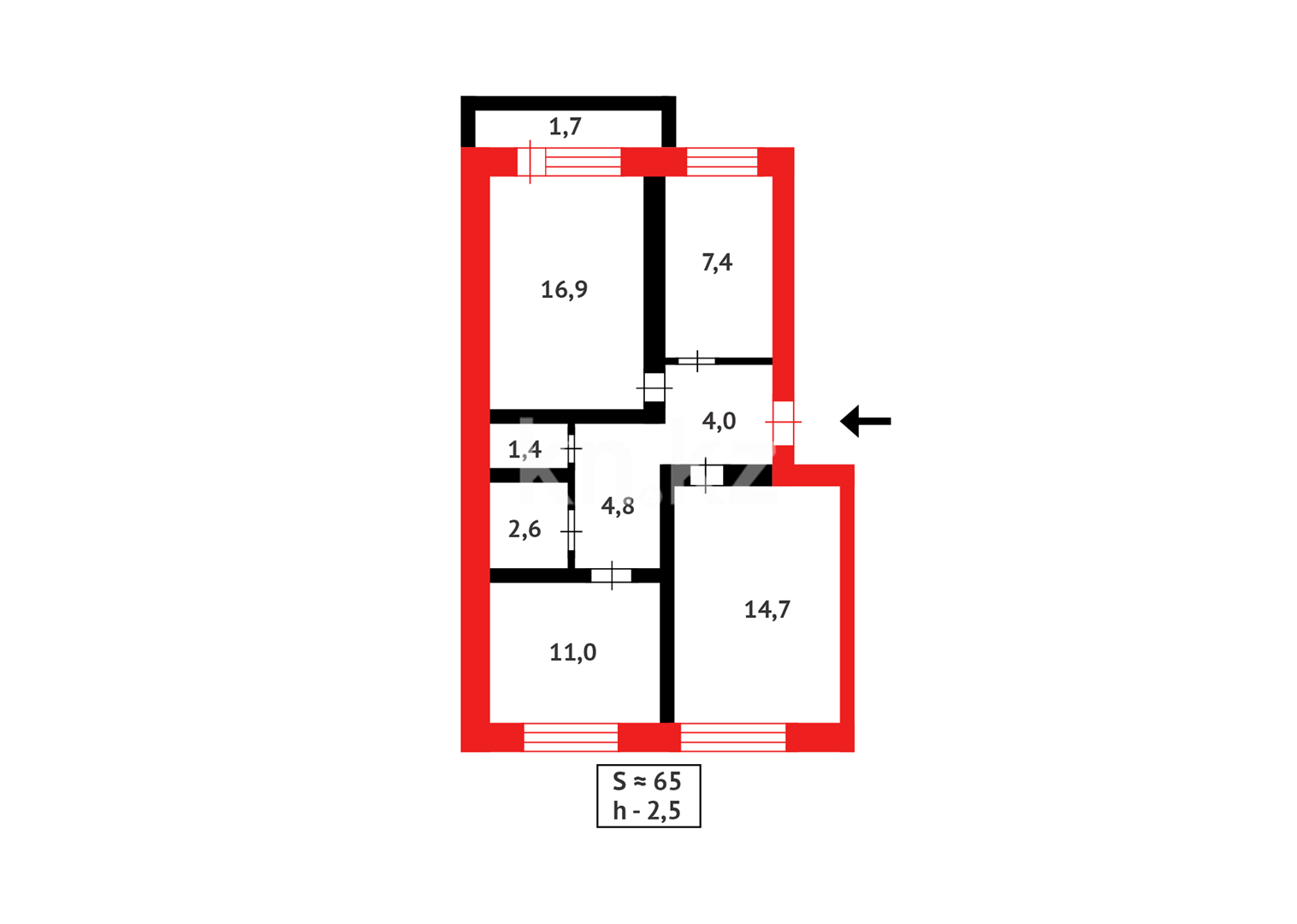 Продажа 3-комнатной квартиры, 64 м², ул. Промышленная в Абае - фото 8