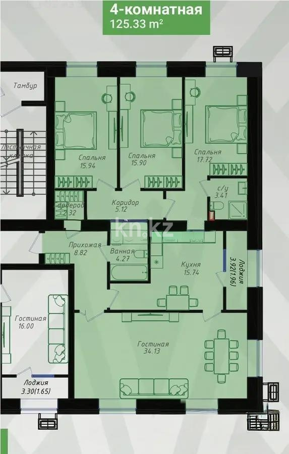 Продажа 4-комнатной квартиры, 125.6 м² в Астане