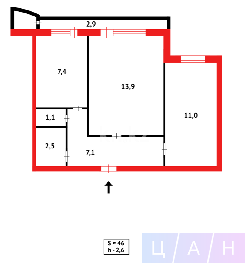 Продажа 2-комнатной квартиры, 46 м², пр. Республики, дом  4 в Караганде - фото 18