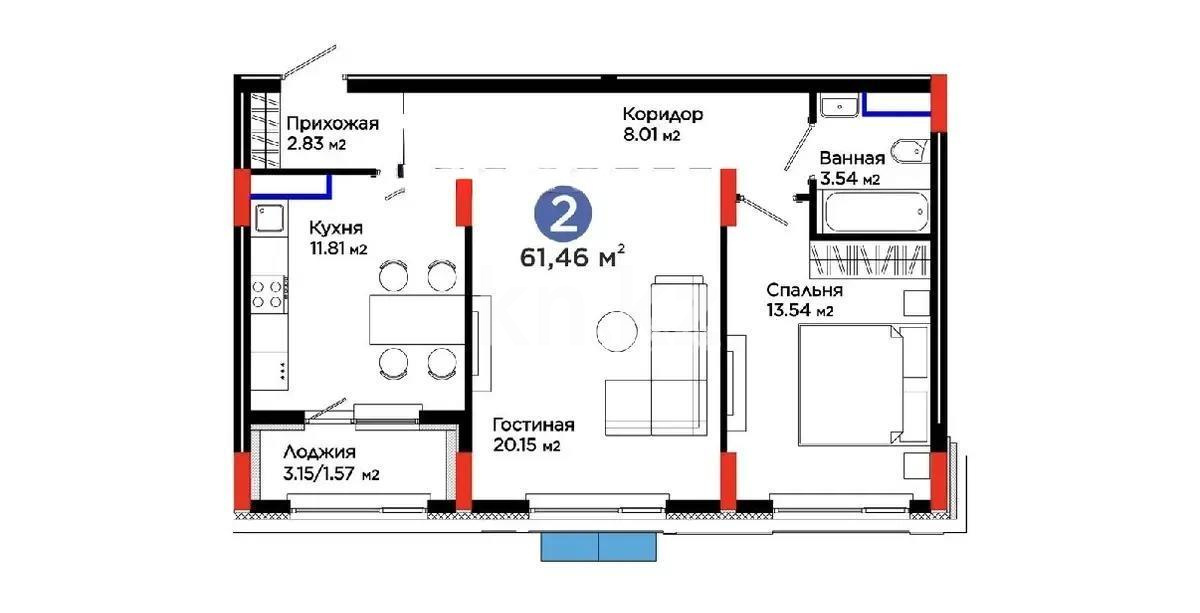 Продажа 2-комнатной квартиры, 62 м² в Астане - фото 4
