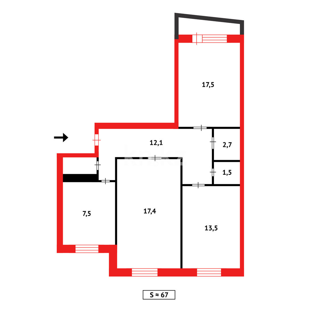 Продажа 3-комнатной квартиры, 70 м², пр. Металлургов в Темиртау - фото 17