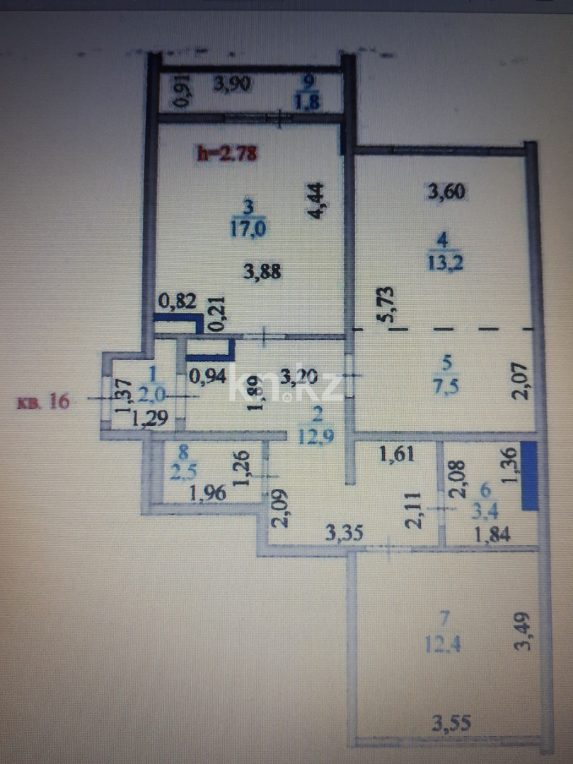 Продажа 3-комнатной квартиры, 72.7 м², пр. Момышулы, дом  17 - ул. Сатпаева в Астане