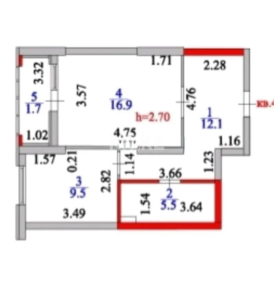 Продажа 1-комнатной квартиры, 45.7 м², пр. Тауелсыздык, дом  25 в Астане