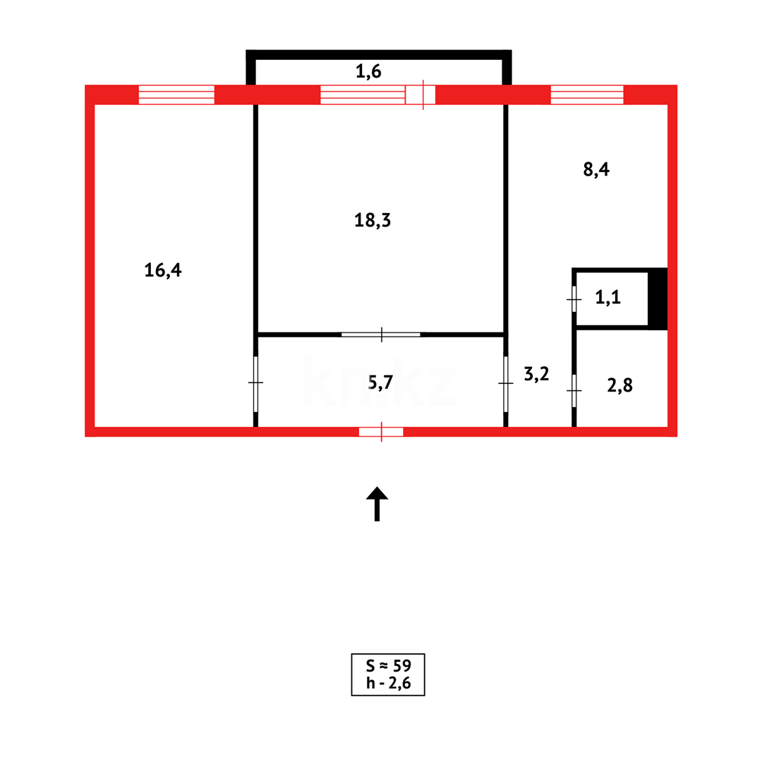 Продажа 2-комнатной квартиры, 58 м², ул. Ермекова в Караганде - фото 15