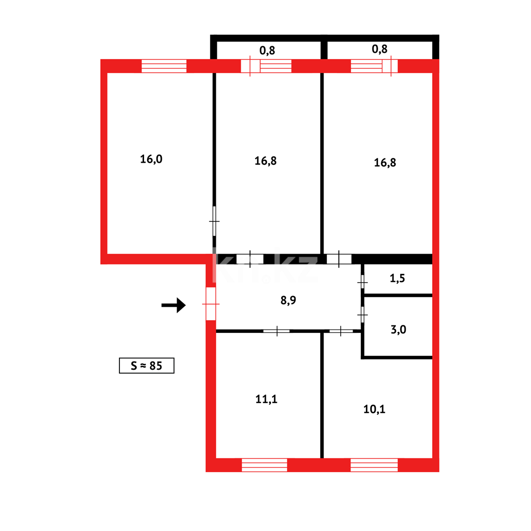 Продажа 4-комнатной квартиры, 85 м² в Темиртау - фото 13