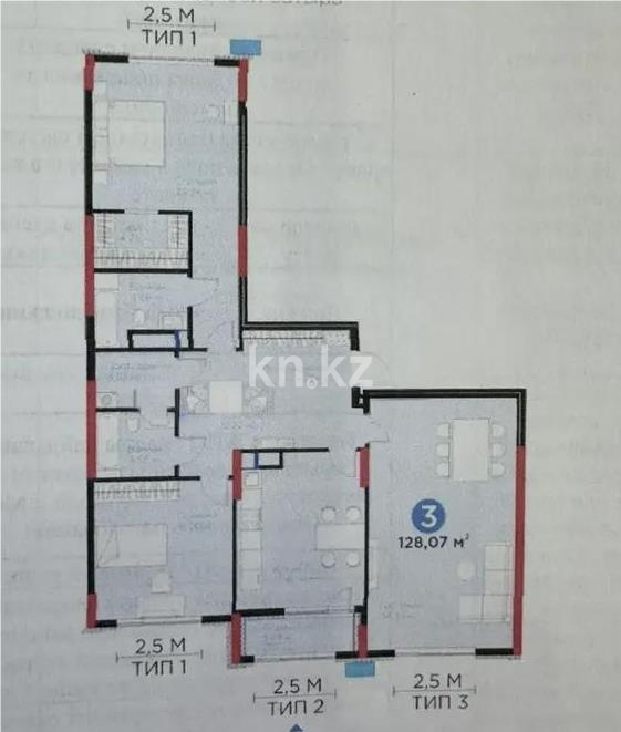 Продажа 3-комнатной квартиры, 128 м² в Астане