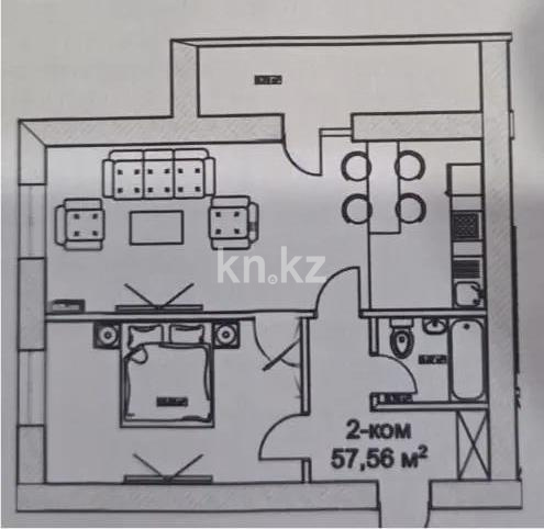 Продажа 2-комнатной квартиры, 57.56 м², ул. А-52, дом  8 в Астане