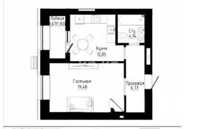 Продажа 1-комнатной квартиры, 44.24 м², ул. Таттимбета, дом  9 стр в Астане