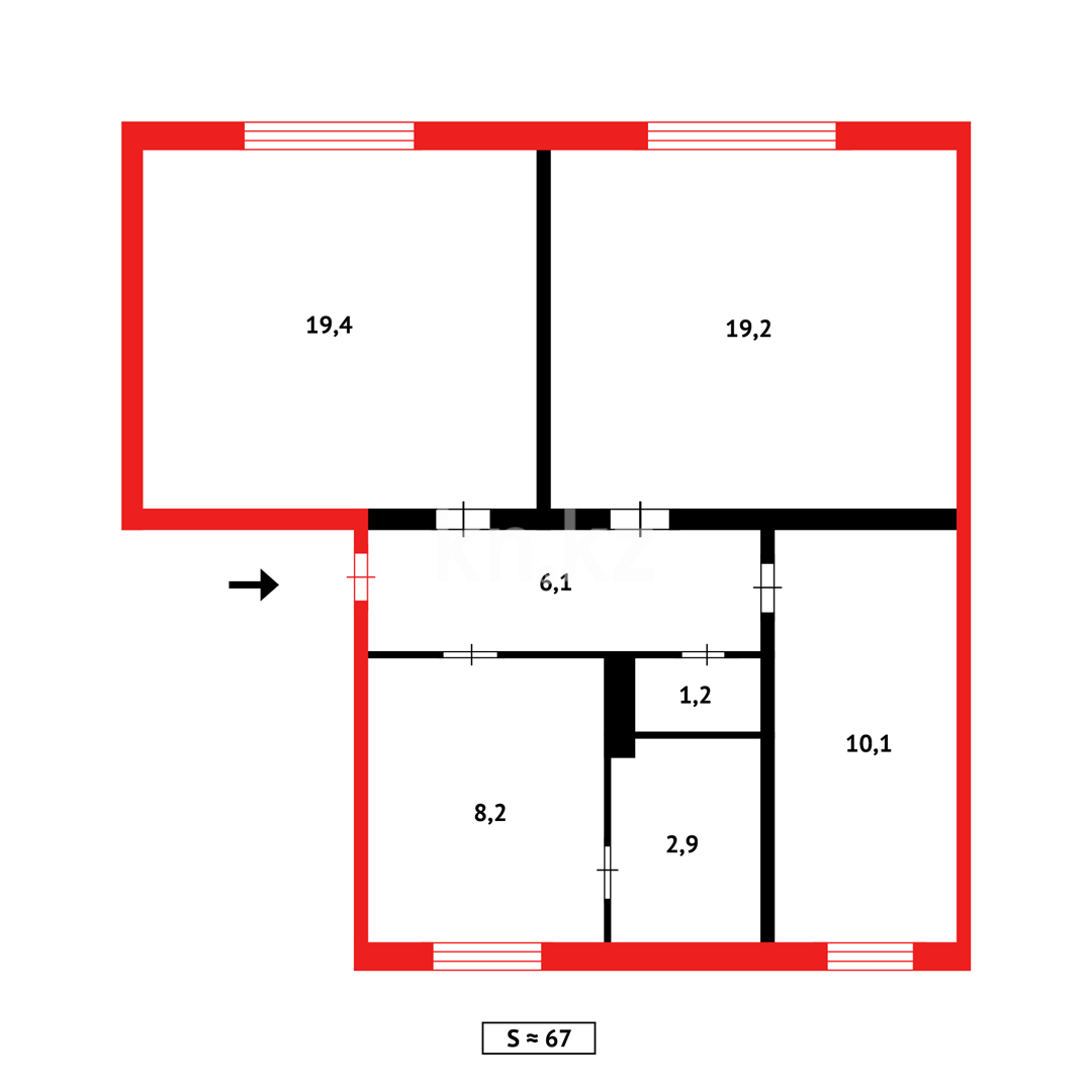 Продажа 3-комнатной квартиры, 67 м², ул. Серова в Караганде - фото 8