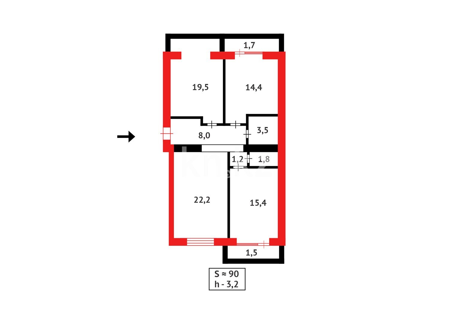 Продажа 3-комнатной квартиры, 90 м² в Караганде - фото 17
