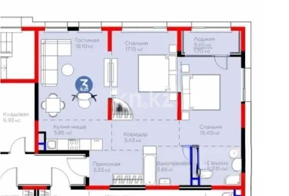 Продажа 3-комнатной квартиры, 79 м², Кульджинский тракт, дом  9/6а в Алматы