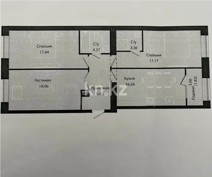 Продажа 3-комнатной квартиры, 88.16 м², ул. Е-34, дом  4 в Астане