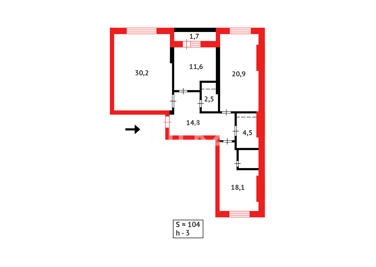 Продажа 3-комнатной квартиры, 104.3 м² в Астане - фото 20