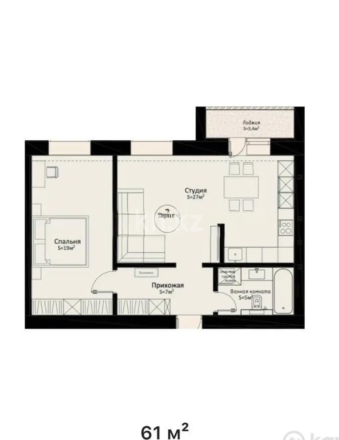 Продажа 2-комнатной квартиры, 61 м² в Караганде