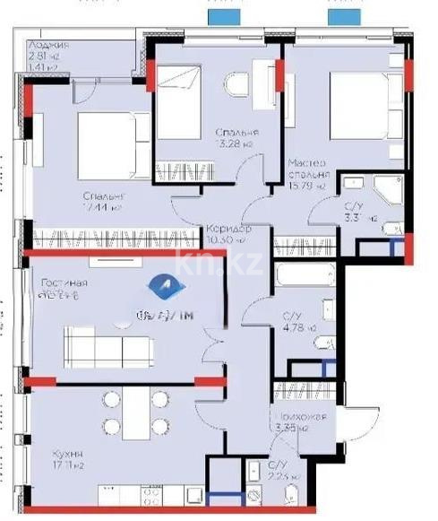Продажа 4-комнатной квартиры, 107.71 м² в Астане