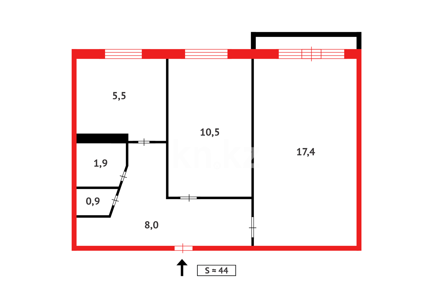 Продажа 2-комнатной квартиры, 44 м² в Темиртау - фото 14