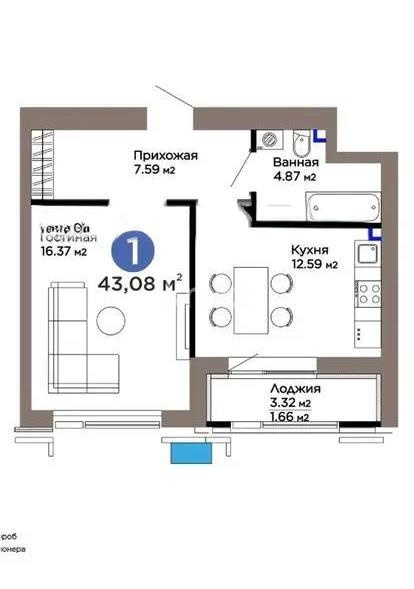 Продажа 1-комнатной квартиры, 43.2 м² в Астане
