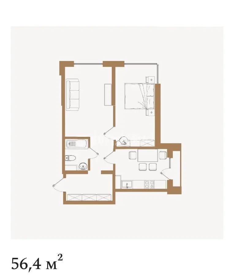 Продажа 2-комнатной квартиры, 56.4 м² в Алматы
