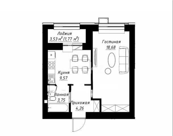 Продажа 1-комнатной квартиры, 38 м² в Астане