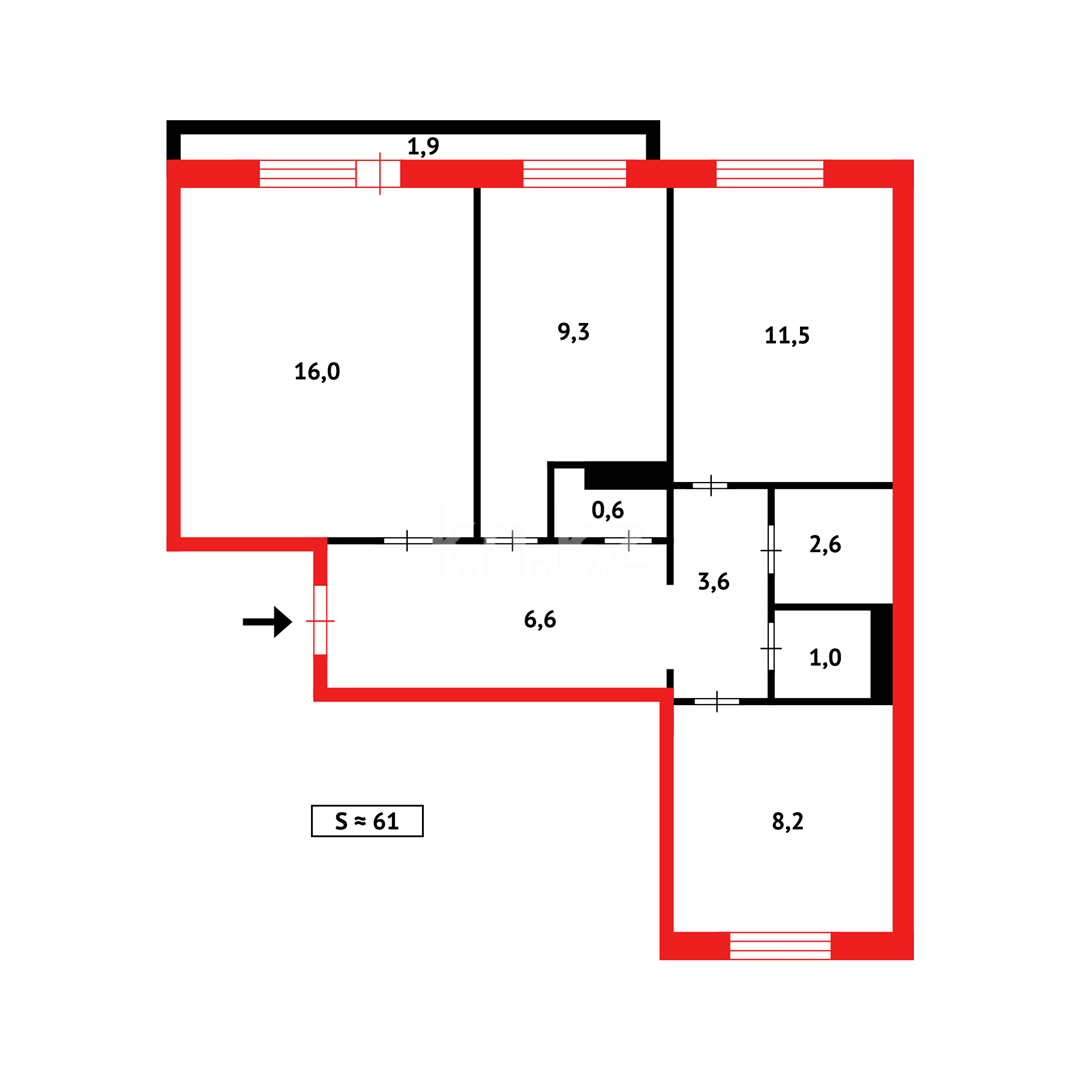 Продажа 3-комнатной квартиры, 60 м² в Караганде