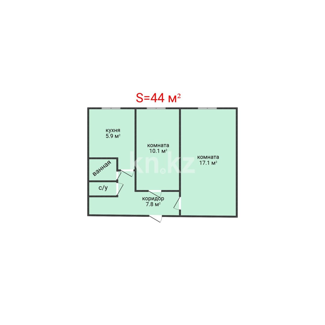 Продажа 2-комнатной квартиры, 44 м² в Костанае
