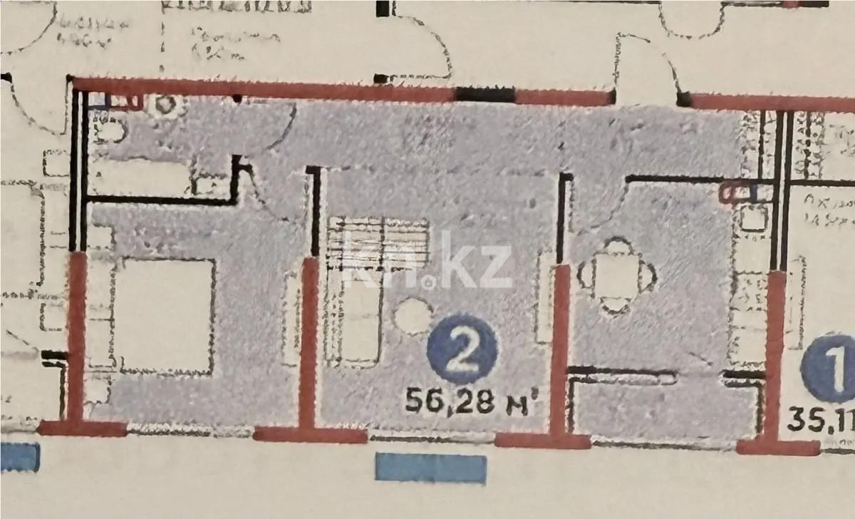 Продажа 2-комнатной квартиры, 56.28 м² в Алматы