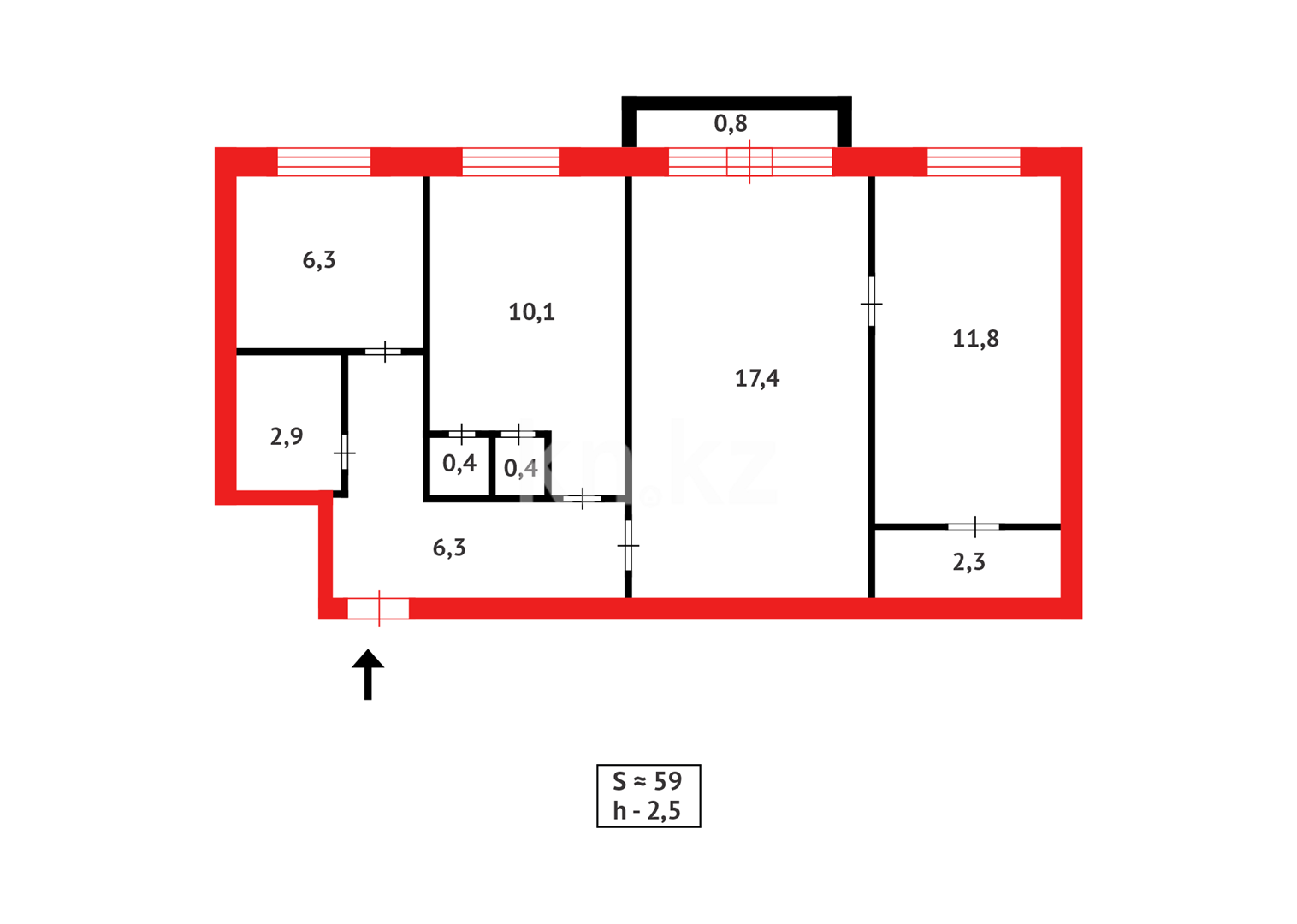 Продажа 3-комнатной квартиры, 58 м² в Абае - фото 7
