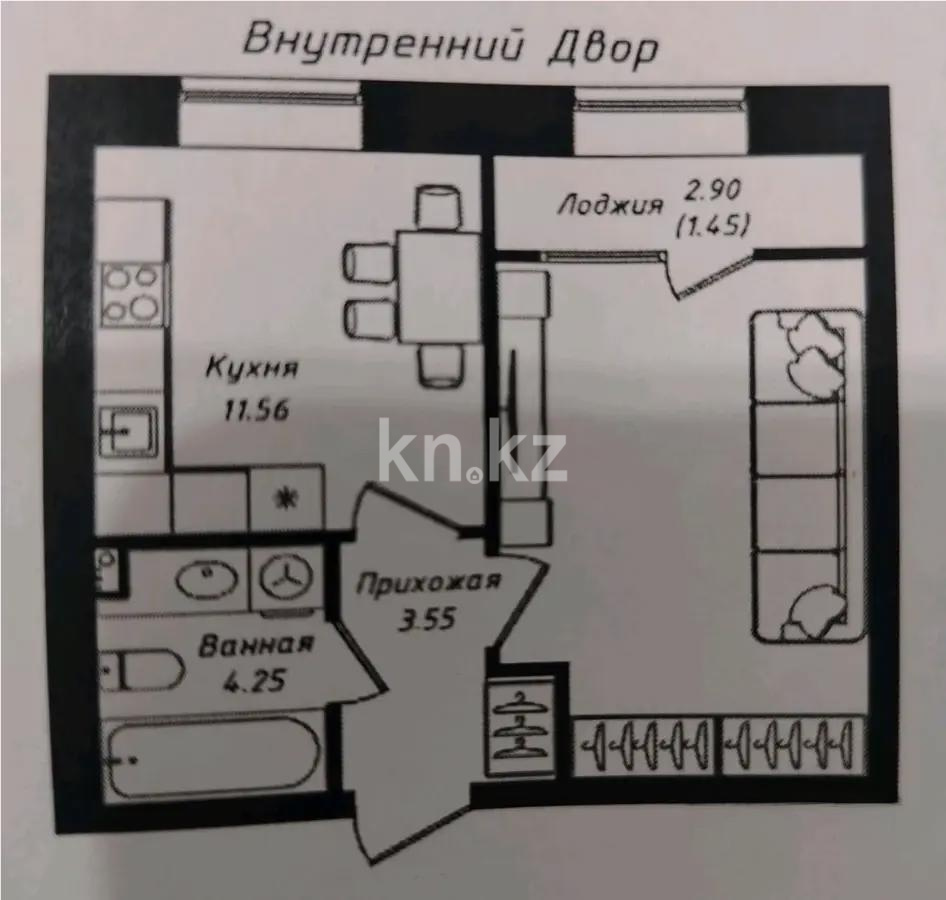 Продажа 1-комнатной квартиры, 36.4 м² в Астане