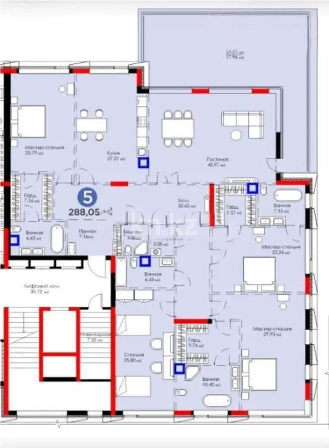 Продажа 5-комнатной квартиры, 288.05 м² в Астане